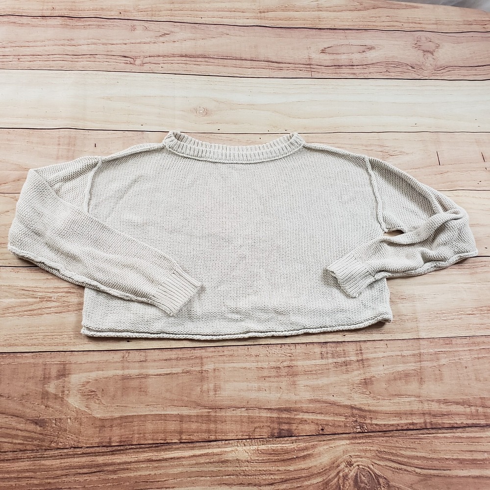 Free People Sweater Womens Small‎ Beige Outdoor Knit Cropped Casual Ladies *